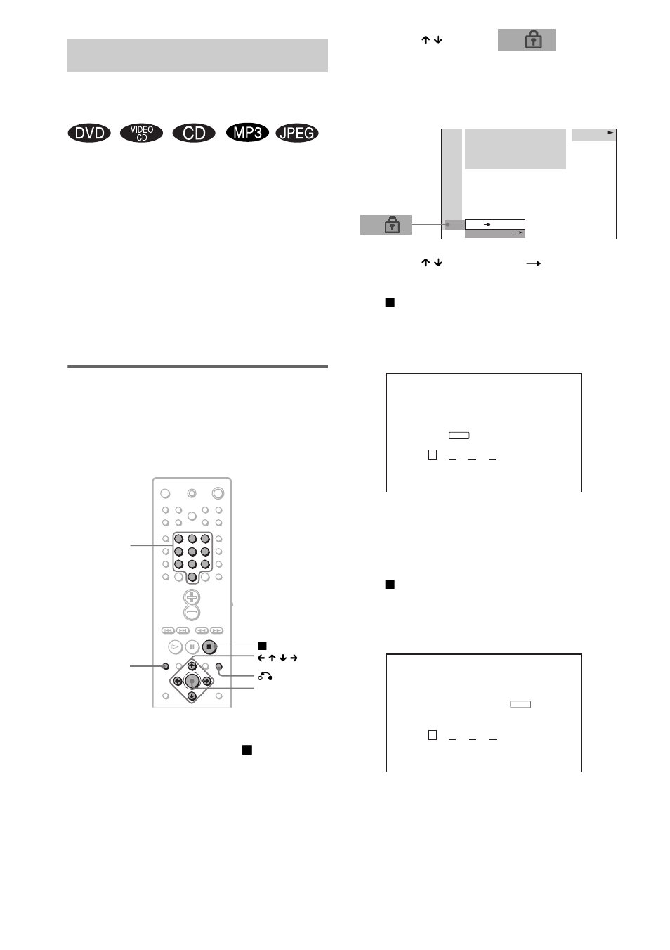 Locking discs, Custom parental control, parental control), Custom parental control | Sony DAV-EA20 User Manual | Page 46 / 76