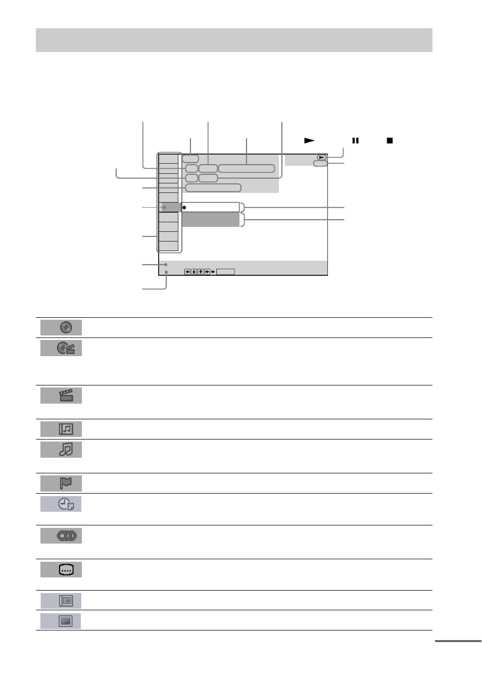 Guide to the control menu display, List of control menu items | Sony DAV-EA20 User Manual | Page 9 / 76