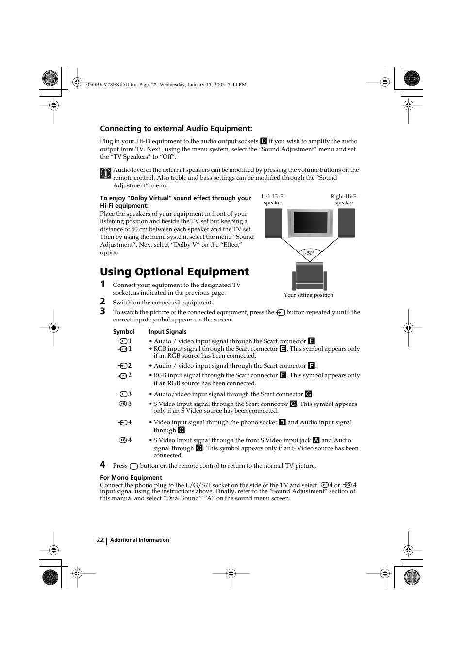 Using optional equipment | Sony KV-28FX66U User Manual | Page 22 / 28