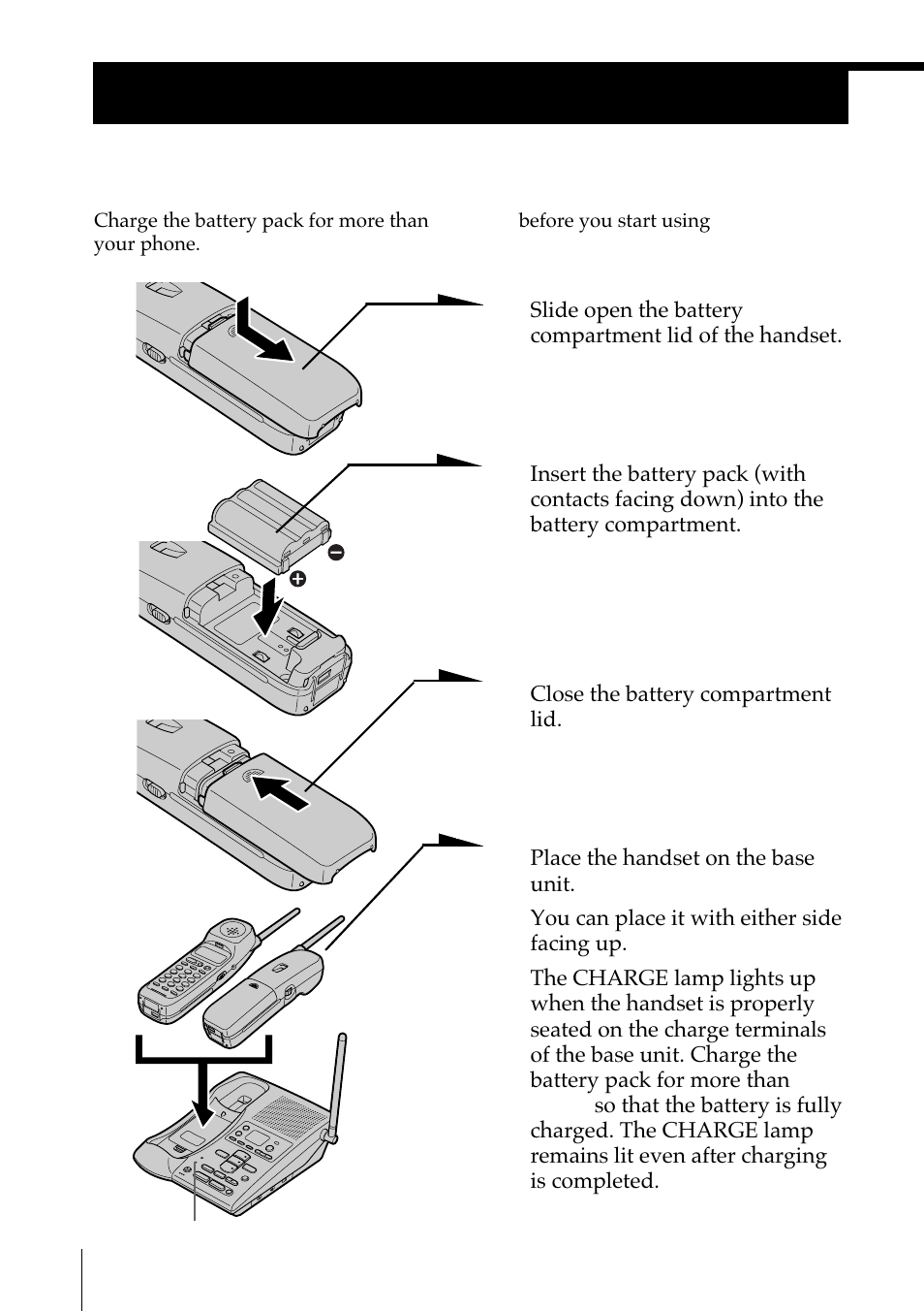 Preparing the battery pack, Step 3: preparing the battery, Pack | Step 3 | Sony SPP-A972 User Manual | Page 14 / 80