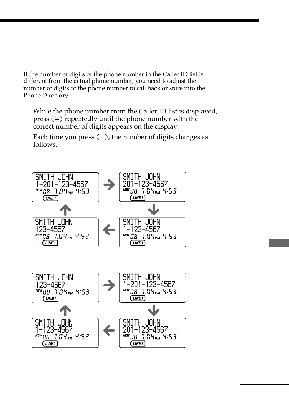 To change the number of digits of the phone number | Sony SPP-A972 User Manual | Page 67 / 80