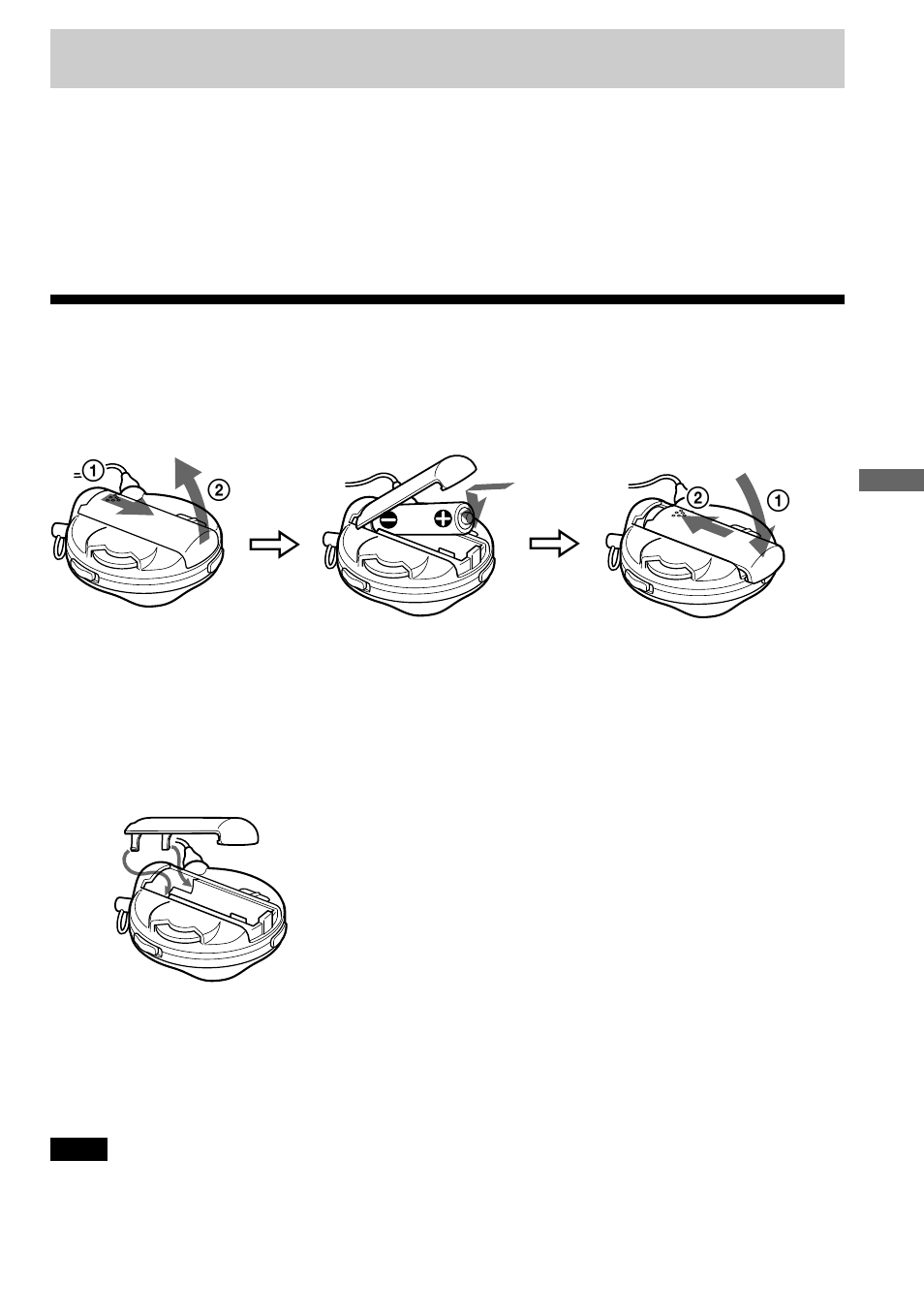 Using the radio, Inserting the battery, Kusing the radio | Sony D-F525 User Manual | Page 13 / 28