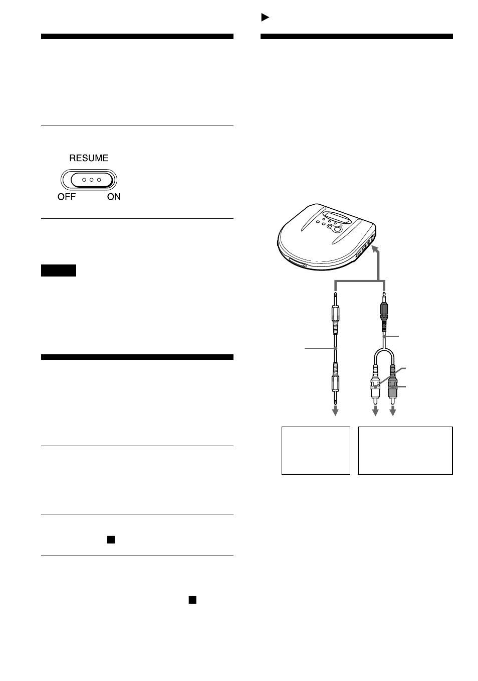 Resuming the playback (resume play), Turning off the operation beep sound, Connecting your cd player | Connecting a stereo system, 18 connecting a stereo system, Resuming the playback | Sony D-F525 User Manual | Page 18 / 28