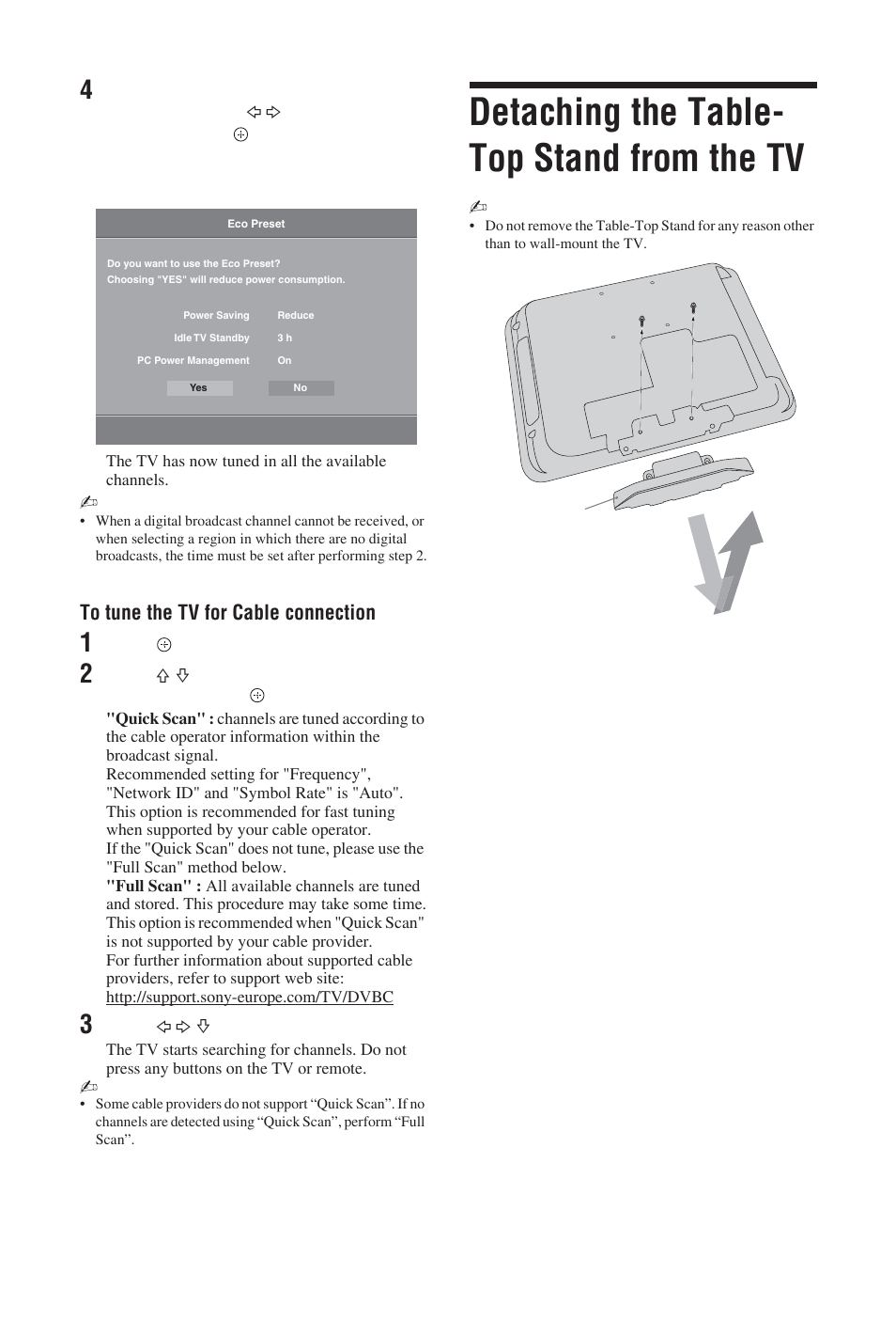 Detaching the table- top stand from the tv | Sony BRAVIA KDL-19S57xx User Manual | Page 8 / 35