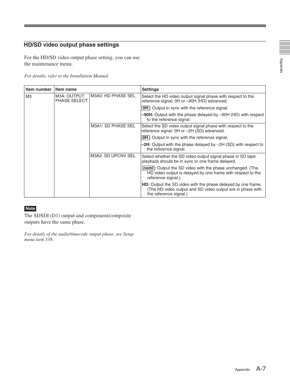 Hd/sd video output phase settings | Sony HDW-M2100 User Manual | Page 111 / 115