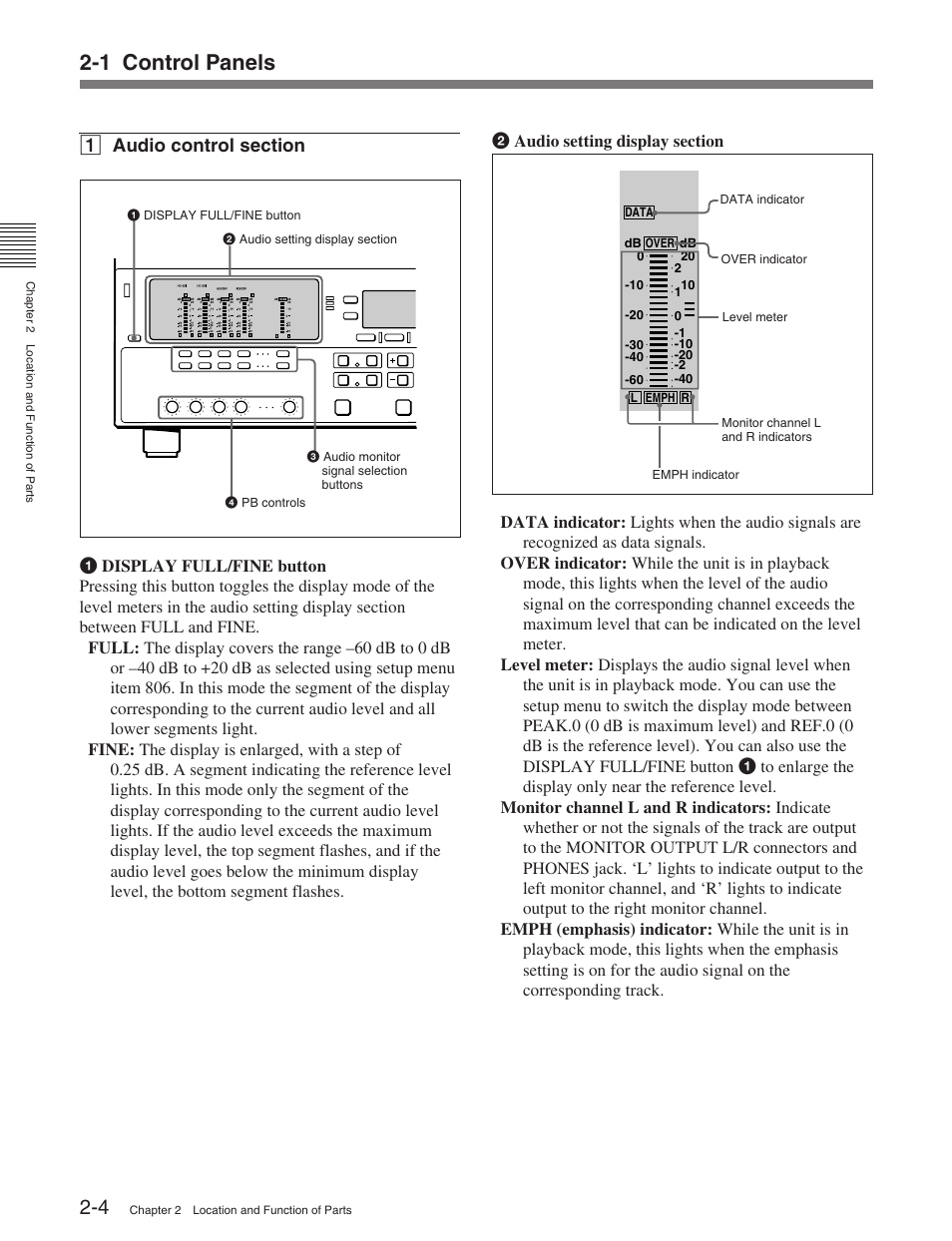 1 control panels | Sony HDW-M2100 User Manual | Page 12 / 115