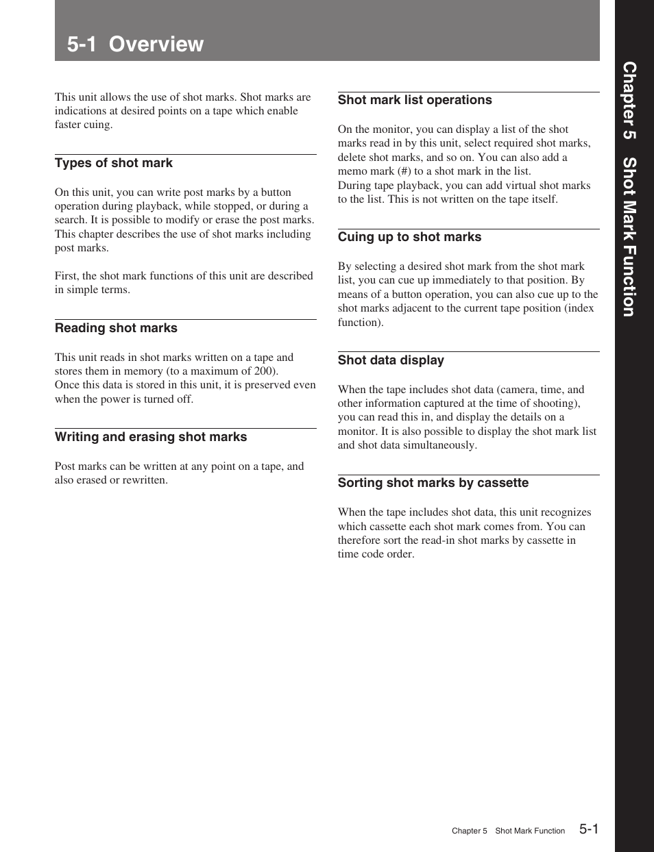 Chapter 5 shot mark function, 1 overview | Sony HDW-M2100 User Manual | Page 42 / 115