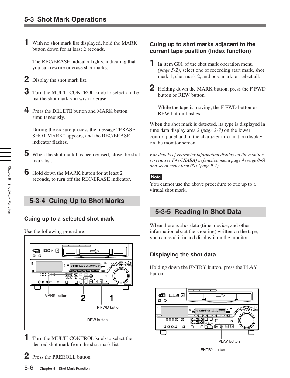 3-4 cuing up to shot marks, 3-5 reading in shot data | Sony HDW-M2100 User Manual | Page 47 / 115