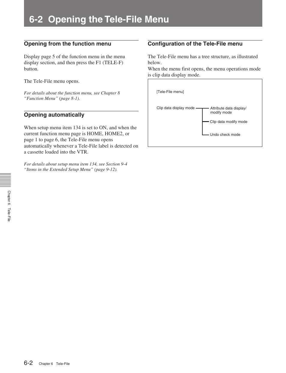 2 opening the tele-file menu | Sony HDW-M2100 User Manual | Page 51 / 115