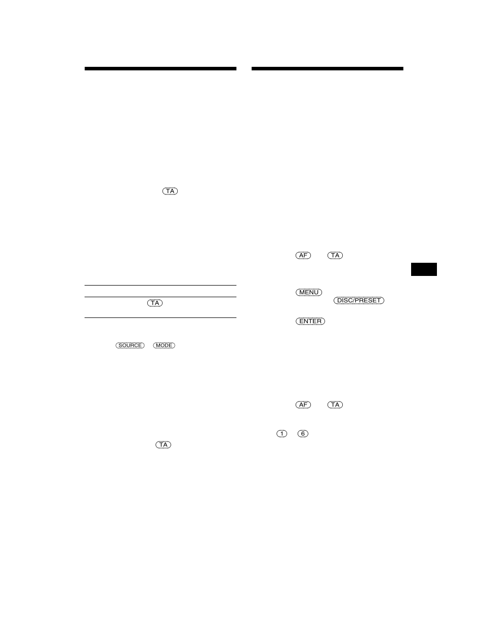 Ascolto dei notiziari sul traffico, Ta/tp, Preselezione di stazioni rds con impostazione | Af e ta | Sony CDX-CA750 User Manual | Page 117 / 170