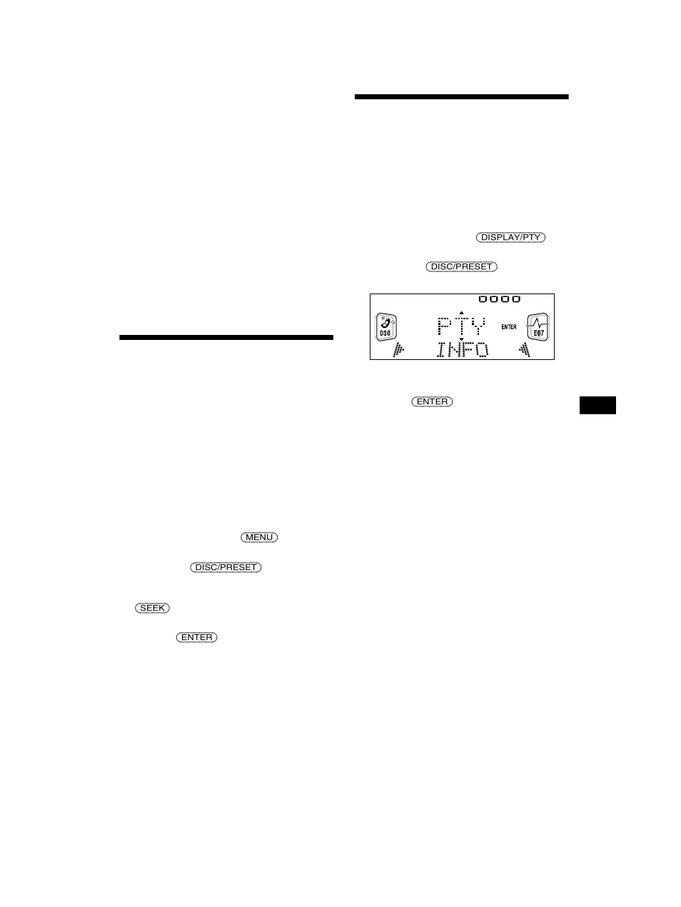 Omschakelen tussen meerkanaalsaudio en, Een dab service zoeken volgens, Programmatype (pty) | Omschakelen tussen meerkanaalsaudio en drc, Een dab service zoeken volgens programmatype (pty) | Sony CDX-CA750 User Manual | Page 157 / 170