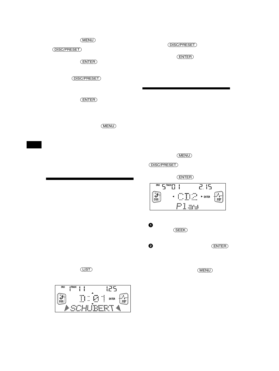 Localisation d’un disque par son nom, List-up, Sélection de pistes spécifiques pour la lecture | Bank | Sony CDX-CA750 User Manual | Page 78 / 170