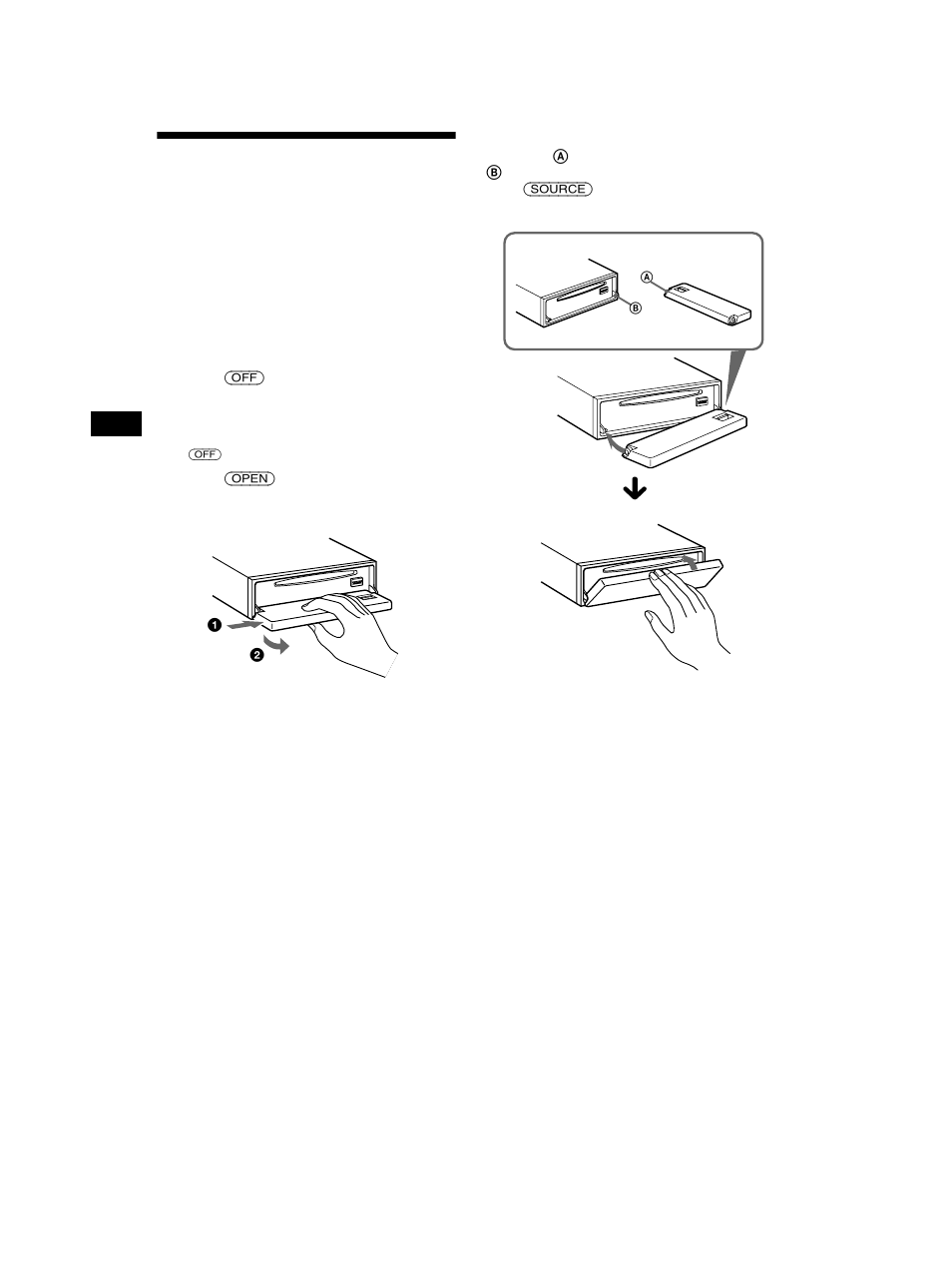 Detaching the front panel | Sony CDX-CA750 User Manual | Page 8 / 170