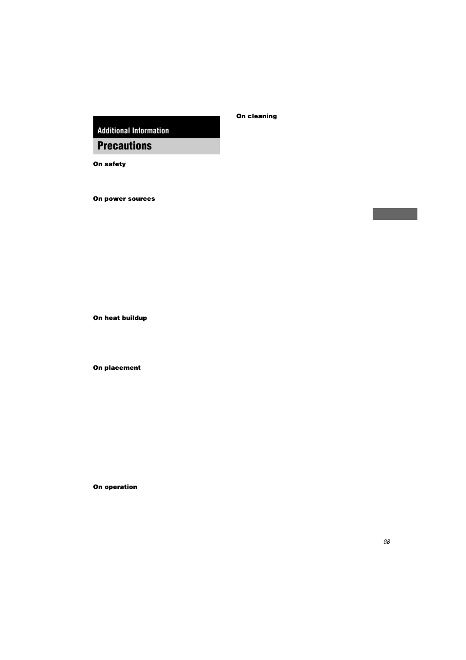 Additional information, Precautions | Sony HT-K250 User Manual | Page 29 / 112