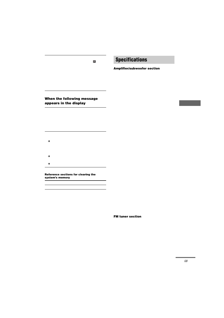 Specifications | Sony HT-K250 User Manual | Page 31 / 112