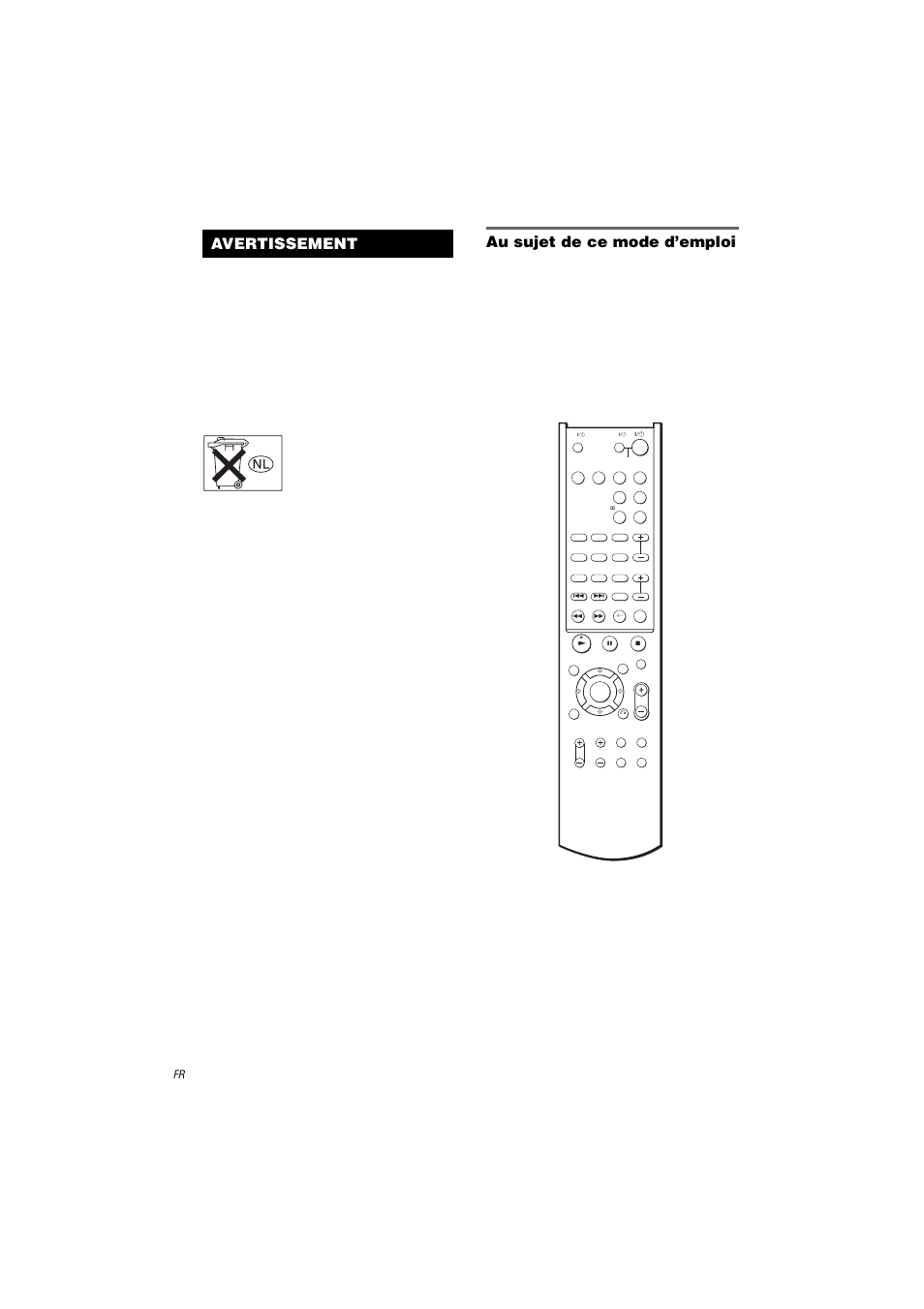 Au sujet de ce mode d’emploi, Avertissement | Sony HT-K250 User Manual | Page 38 / 112