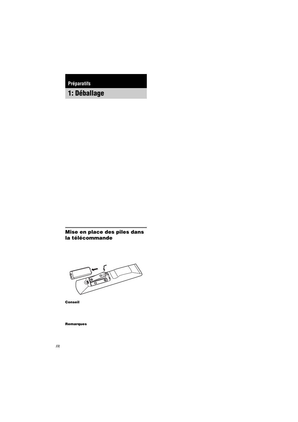 Préparatifs, Déballage | Sony HT-K250 User Manual | Page 40 / 112