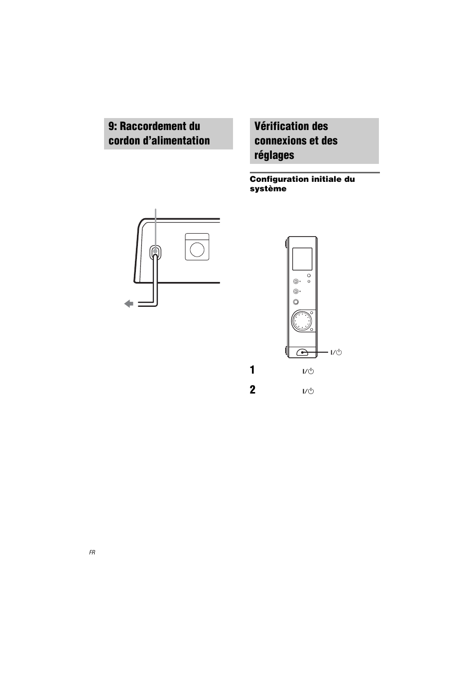 Raccordement du cordon d’alimentation, Vérification des connexions et des réglages | Sony HT-K250 User Manual | Page 50 / 112