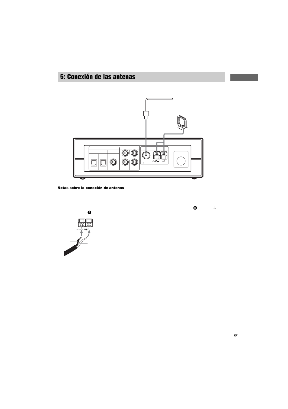 Conexión de las antenas, Pr eparativ os | Sony HT-K250 User Manual | Page 83 / 112