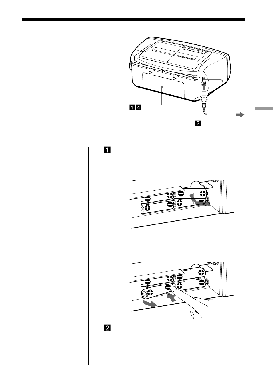 Choosing the power sources, Setting up | Sony CFD-S55 User Manual | Page 25 / 68