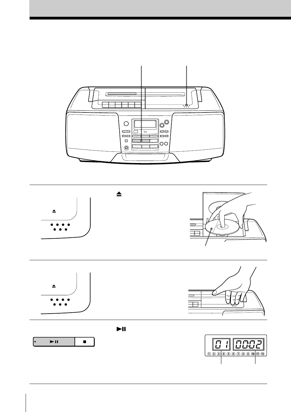 Playing a cd | Sony CFD-S55 User Manual | Page 4 / 68