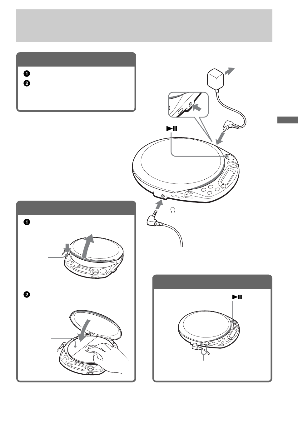 Playing an audio cd or atrac3plus/atrac3/mp3 files, Connect your cd player, Insert a cd | Play a cd, 1 . connect your cd player, 2 . insert a cd, 3 . play a cd | Sony D-NF611 User Manual | Page 11 / 112