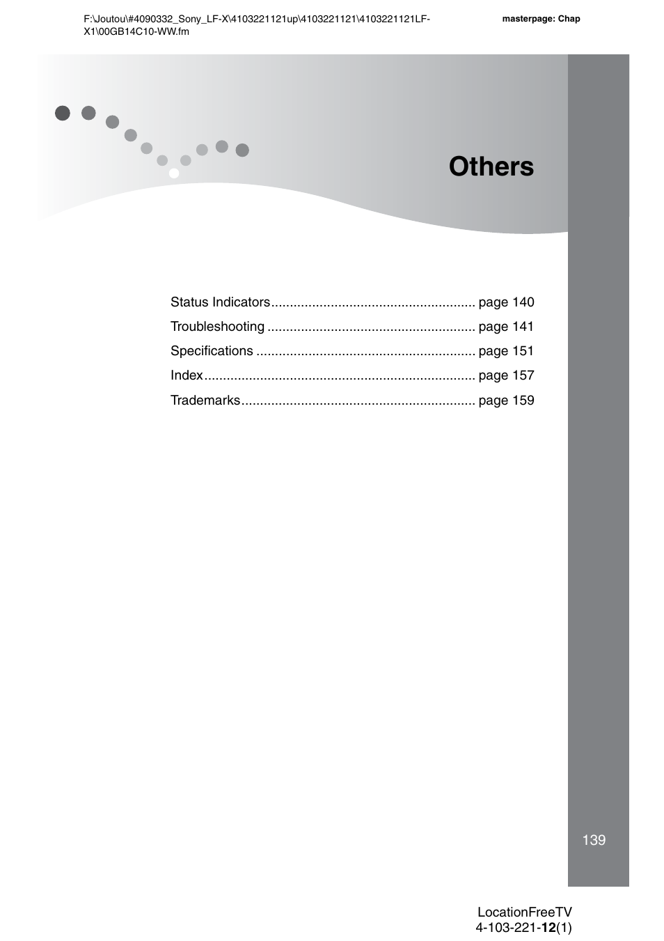 Others | Sony LF-X1 User Manual | Page 139 / 160
