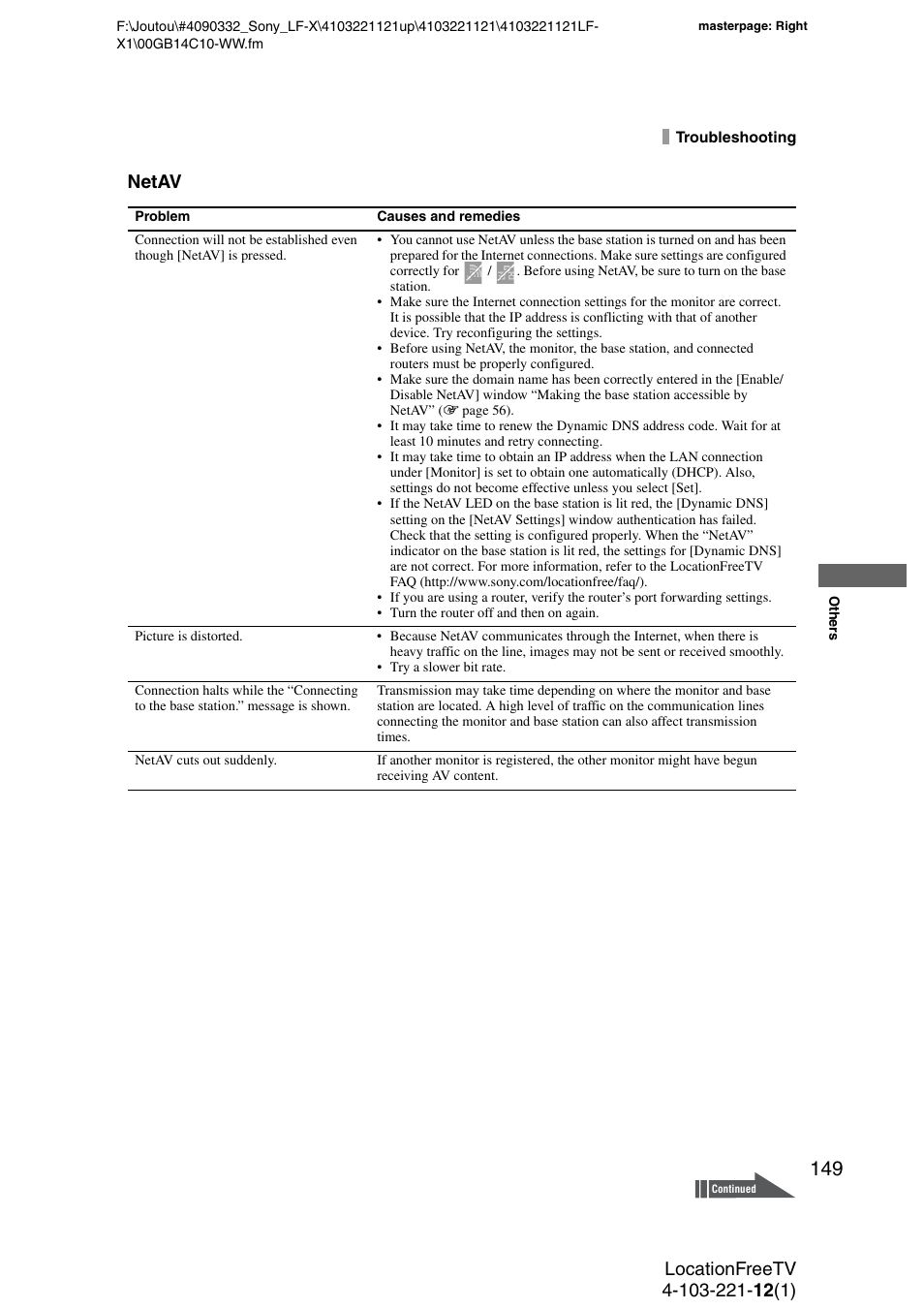 Netav | Sony LF-X1 User Manual | Page 149 / 160