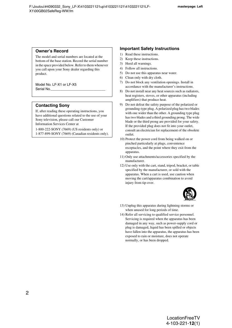 Sony LF-X1 User Manual | Page 2 / 160