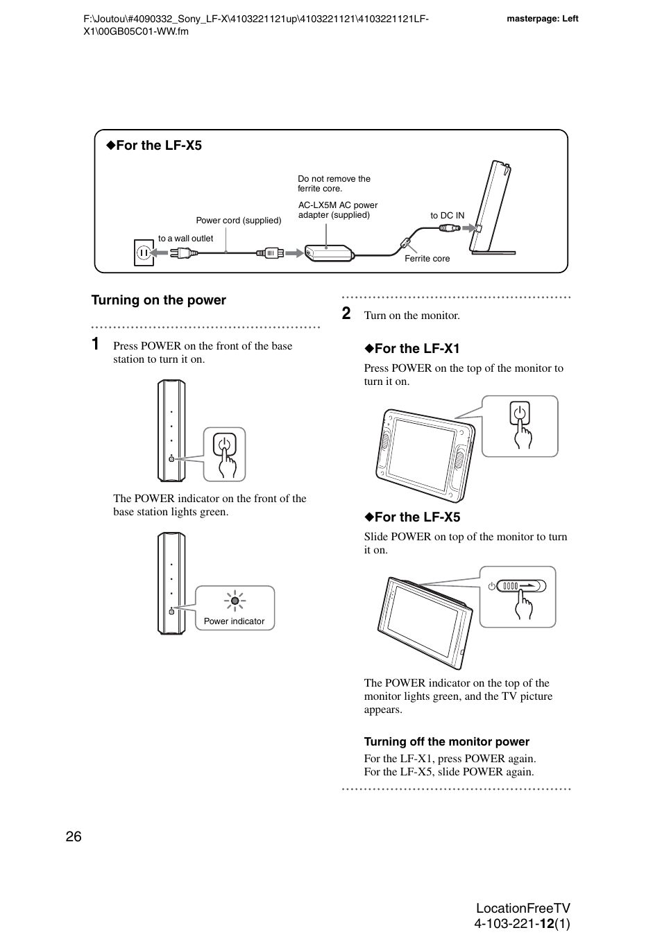 Wer indicator | Sony LF-X1 User Manual | Page 26 / 160