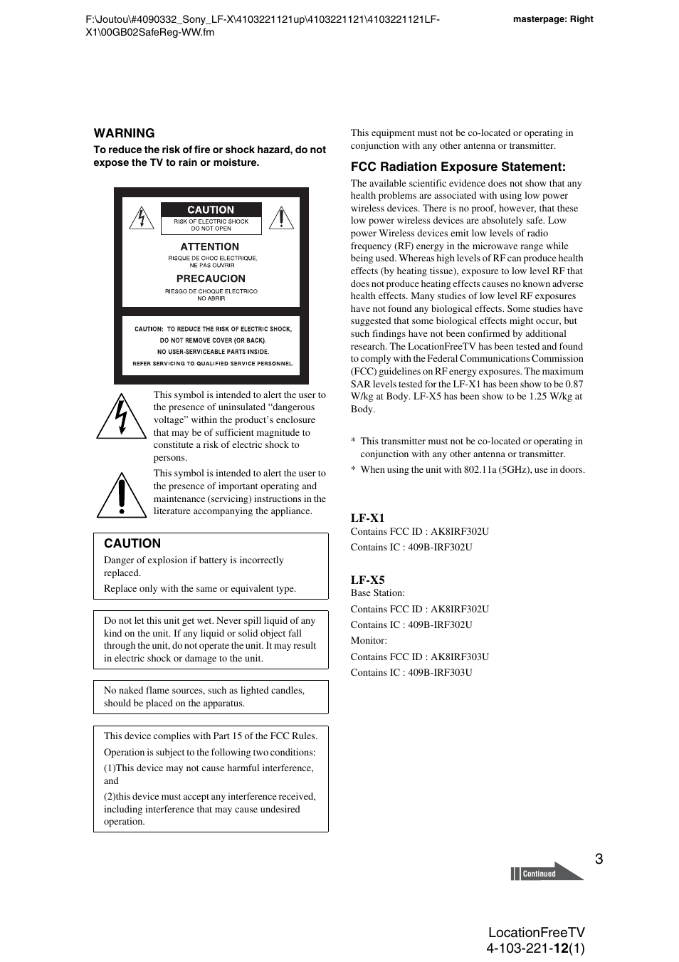 Sony LF-X1 User Manual | Page 3 / 160