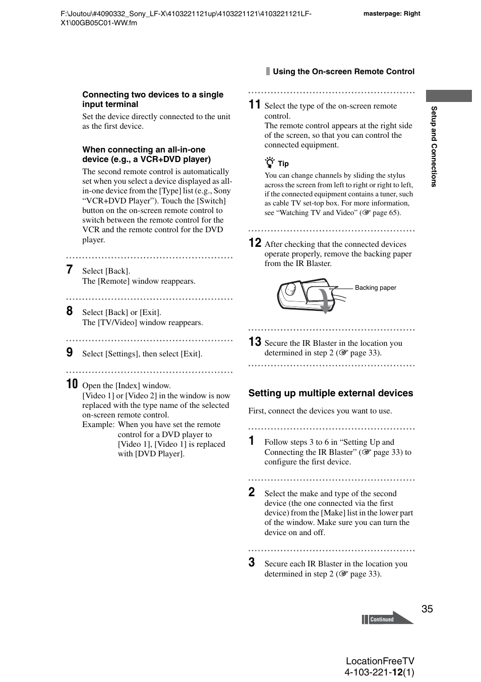 Sony LF-X1 User Manual | Page 35 / 160