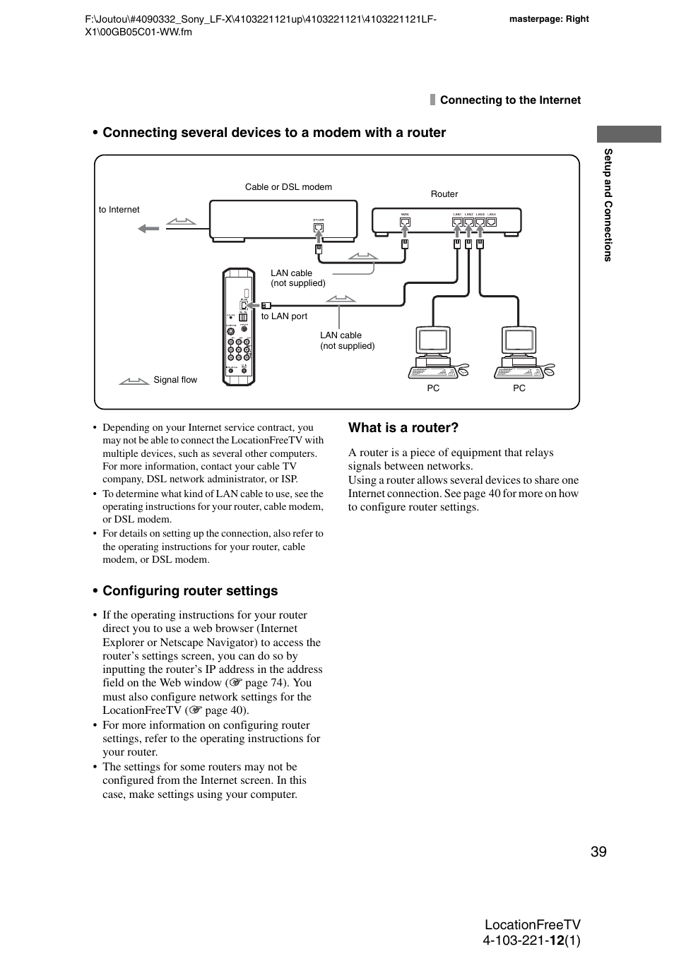 Configuring router settings, What is a router | Sony LF-X1 User Manual | Page 39 / 160
