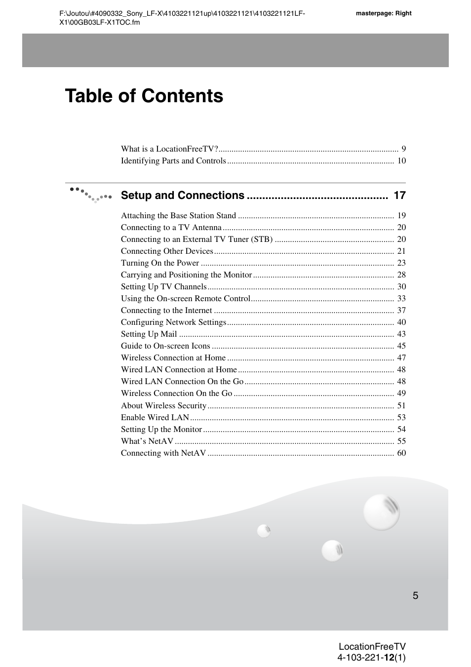 Sony LF-X1 User Manual | Page 5 / 160