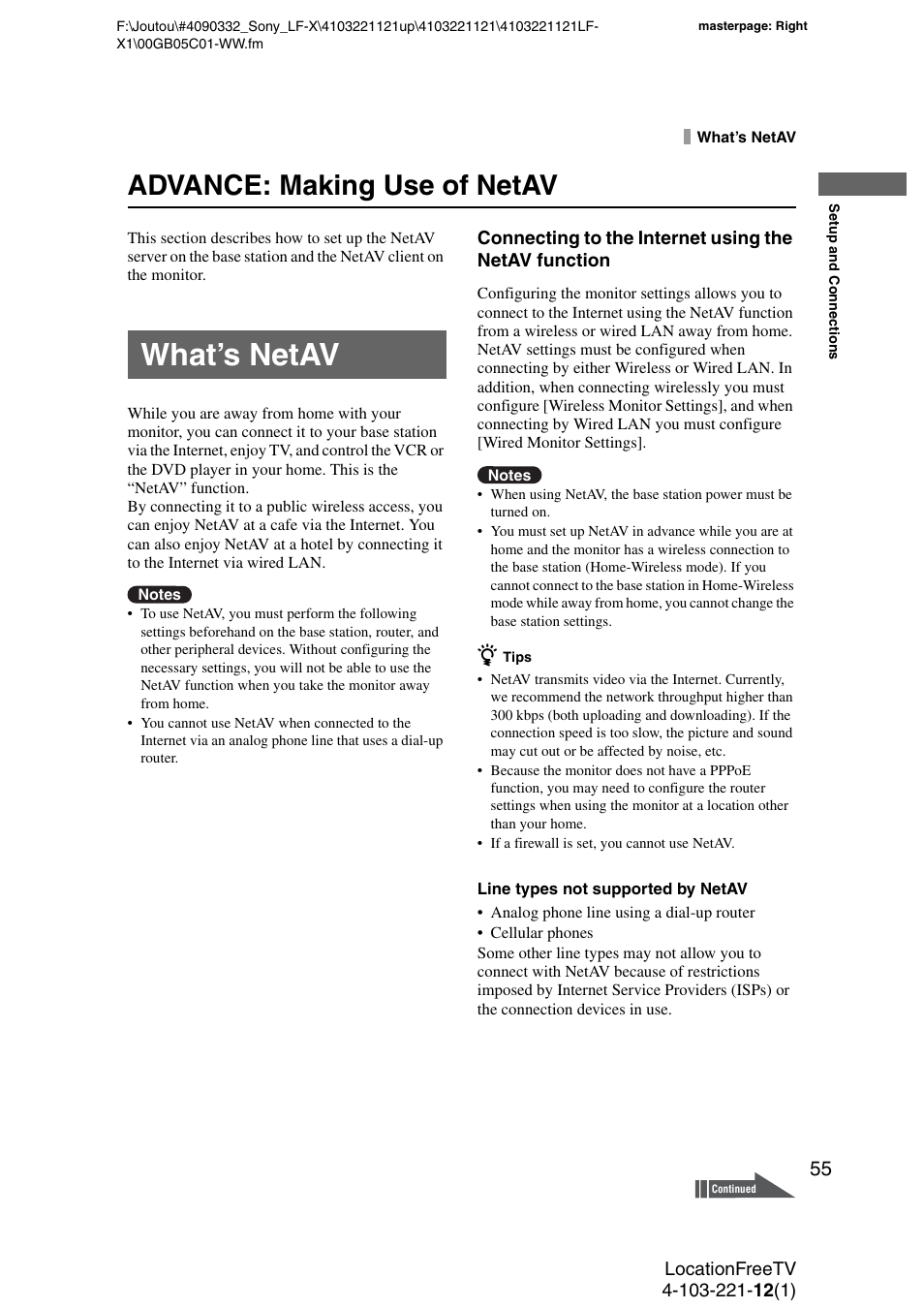 What’s netav, Advance: making use of netav | Sony LF-X1 User Manual | Page 55 / 160