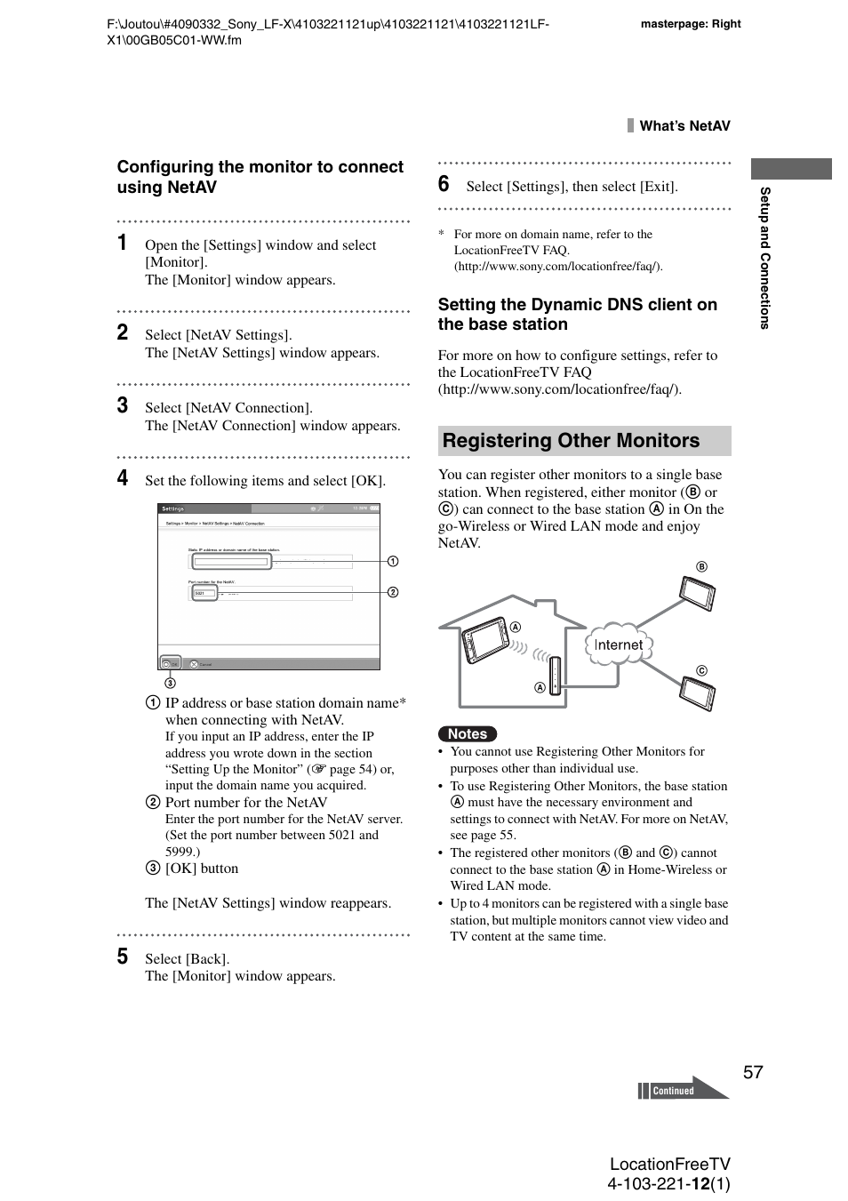 Registering other monitors | Sony LF-X1 User Manual | Page 57 / 160