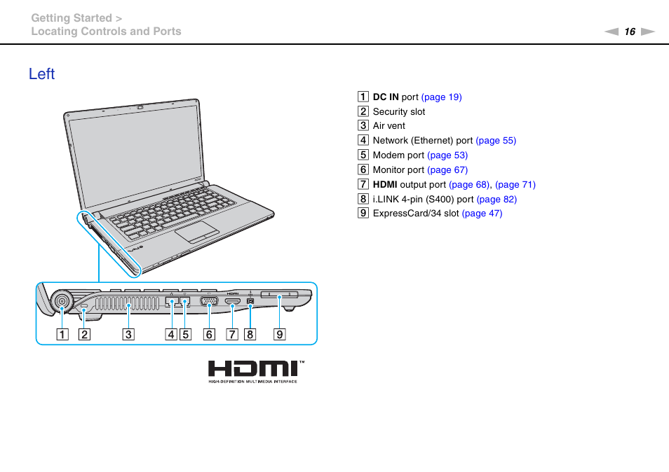 Left | Sony VGN-FW User Manual | Page 16 / 165