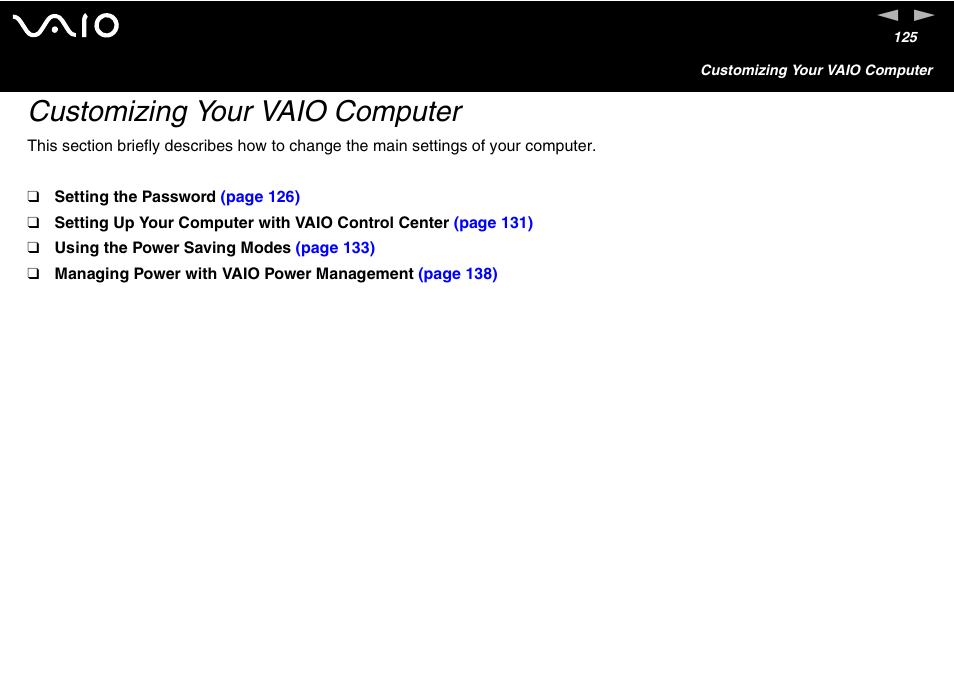 Customizing your vaio computer | Sony VGN-FS600 Series User Manual | Page 125 / 216