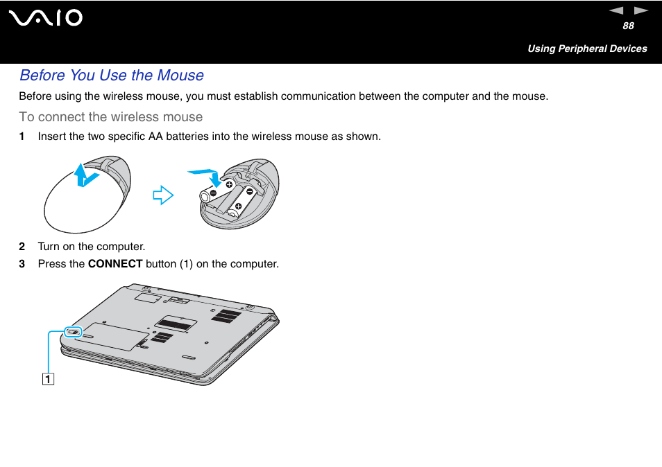 Before you use the mouse | Sony VGN-FS600 Series User Manual | Page 88 / 216