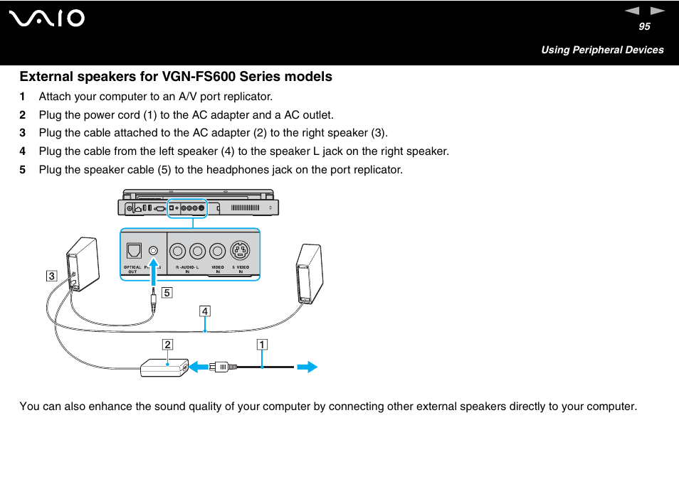 External speakers for vgn-fs600 series models | Sony VGN-FS600 Series User Manual | Page 95 / 216