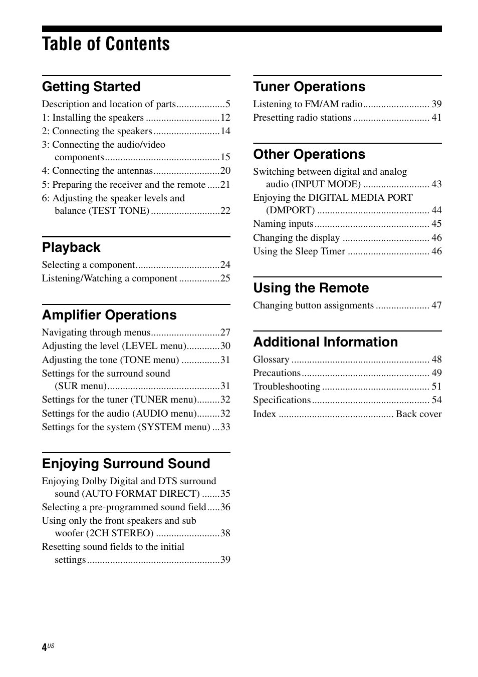 Sony HT-DDWG700 User Manual | Page 4 / 56