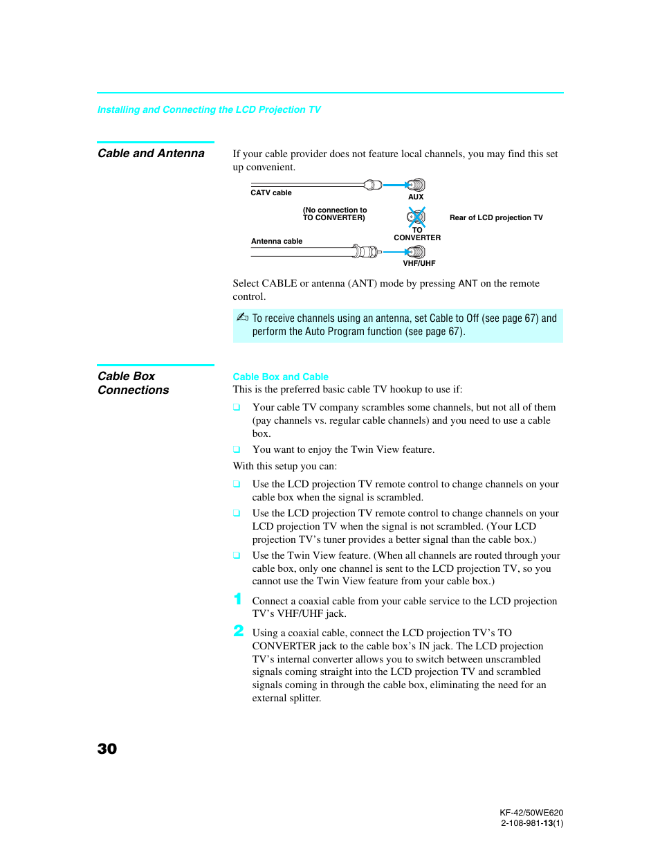 Sony KF-42WE620 User Manual | Page 30 / 95