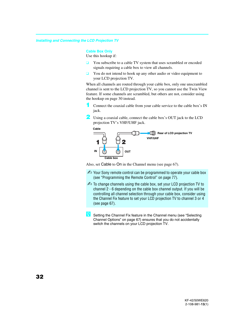 Sony KF-42WE620 User Manual | Page 32 / 95