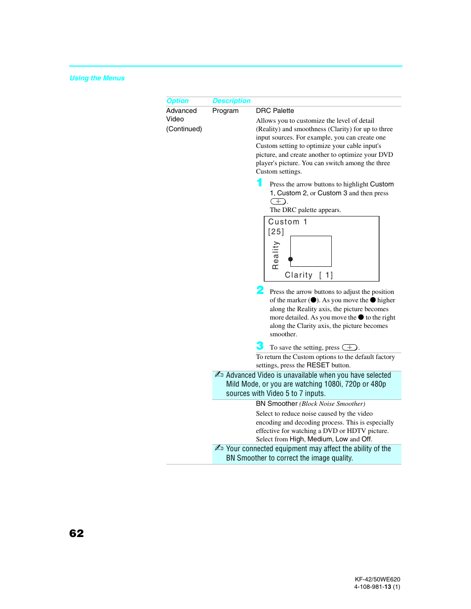 Sony KF-42WE620 User Manual | Page 62 / 95