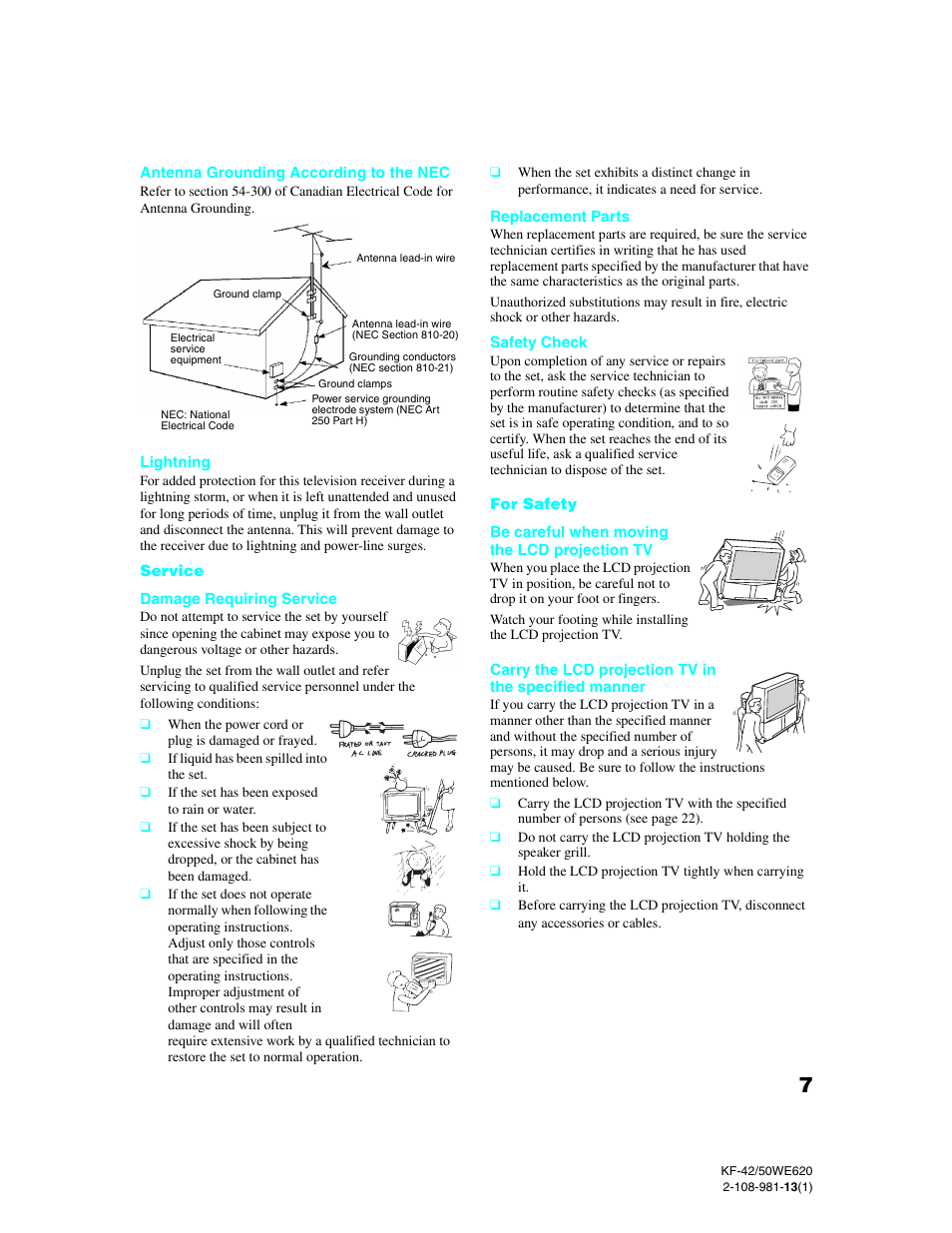 Sony KF-42WE620 User Manual | Page 7 / 95