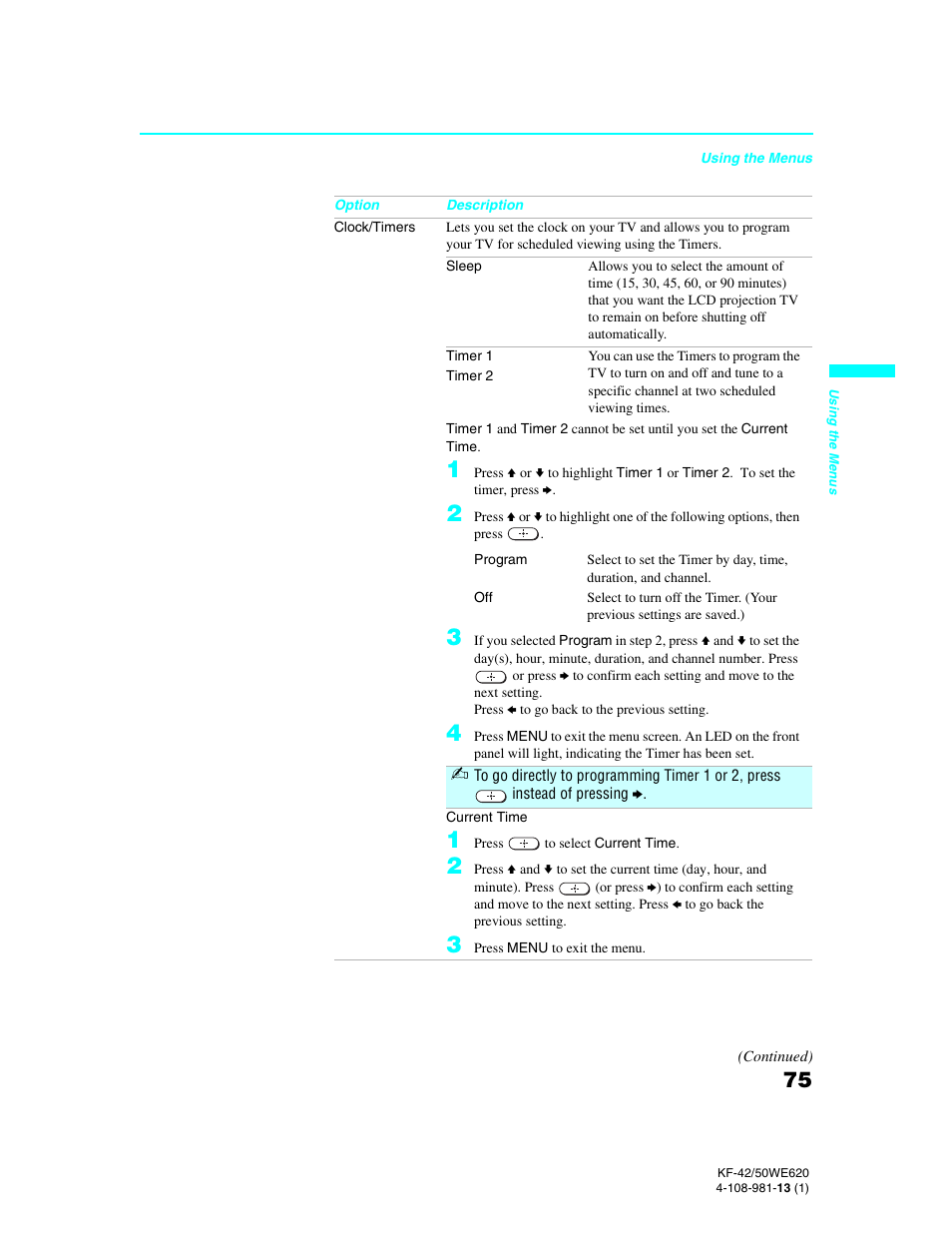 Sony KF-42WE620 User Manual | Page 75 / 95