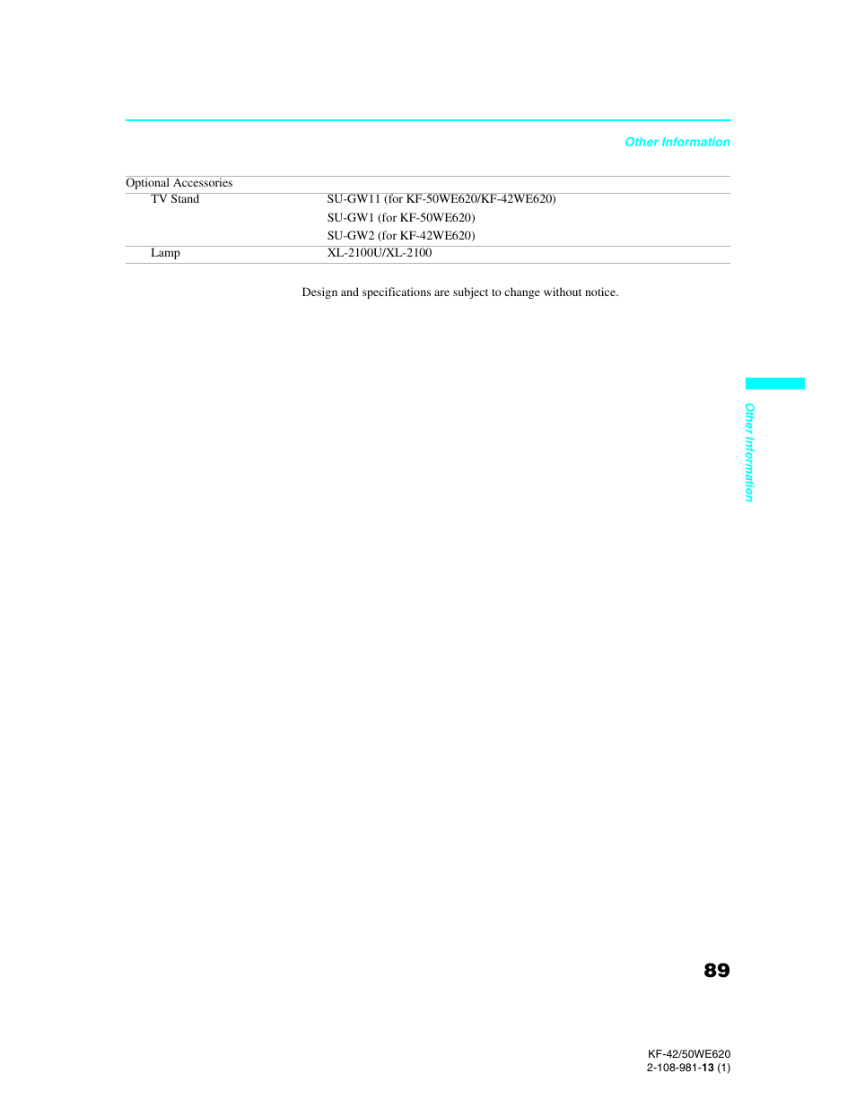 Sony KF-42WE620 User Manual | Page 89 / 95