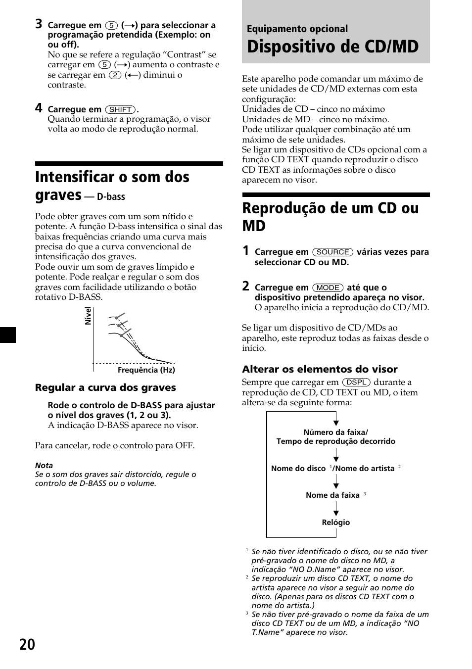 Dispositivo de cd/md, Reprodução de um cd ou md, Intensificar o som dos graves | Sony MDX-C7970R User Manual | Page 104 / 116