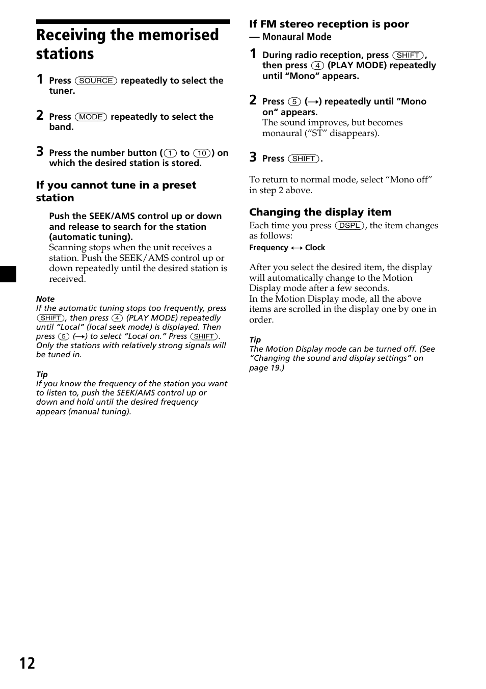 Sony MDX-C7970R User Manual | Page 12 / 116