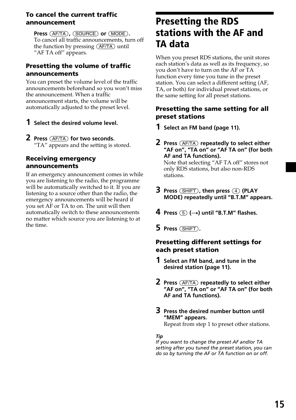 Sony MDX-C7970R User Manual | Page 15 / 116